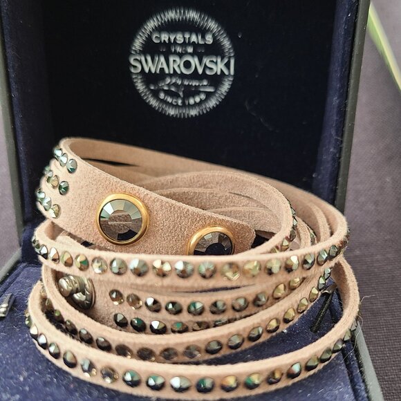NWT Swarovski Suede Wrap barcelet.  Brown and/or Light Grey - Picture 2 of 11